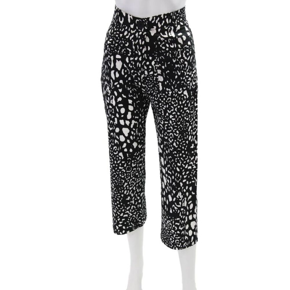 Wildwood Womens Zipper Fly Mid Rise Animal Printed Pants Black White Size XS